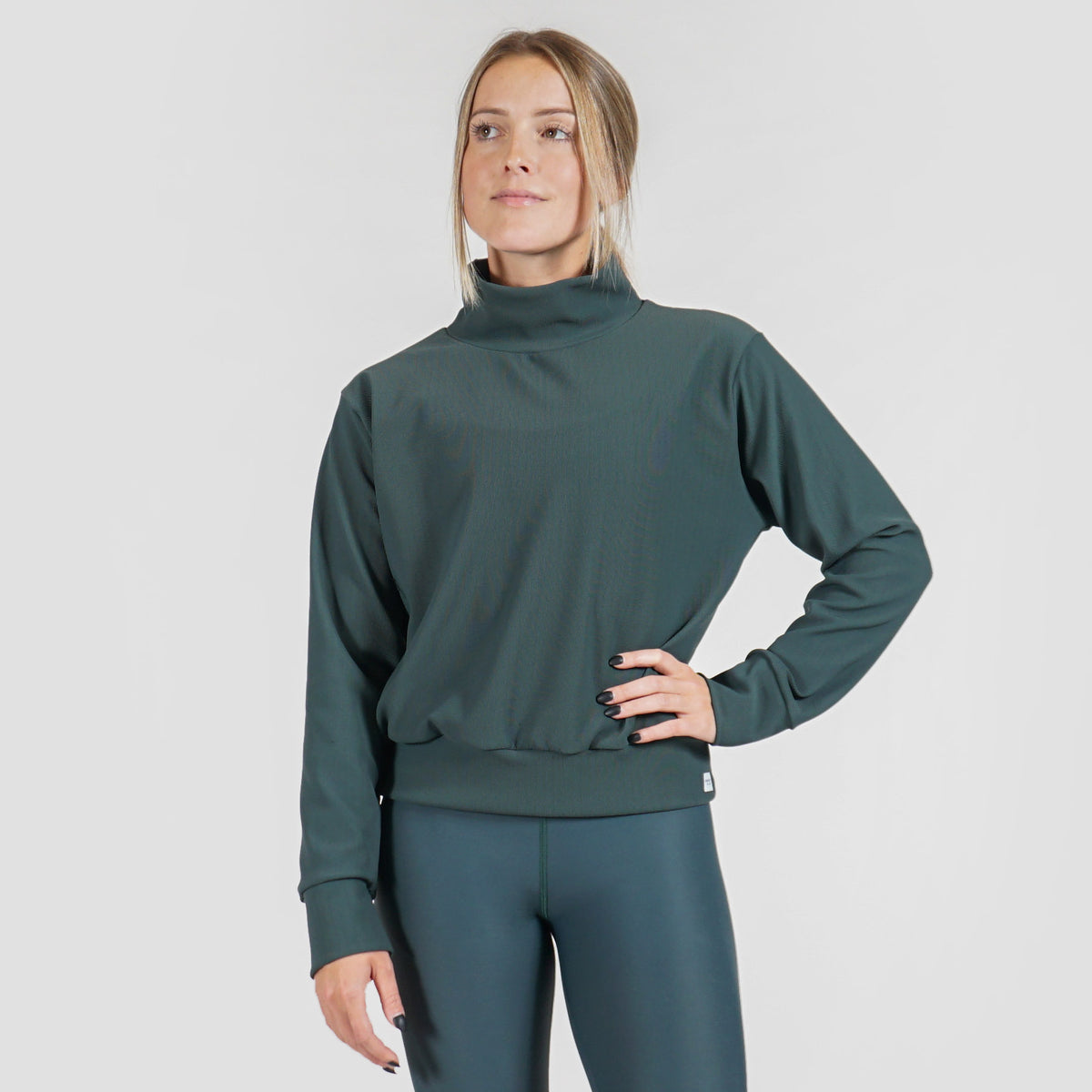 Micro Rib Mock Neck Pullover