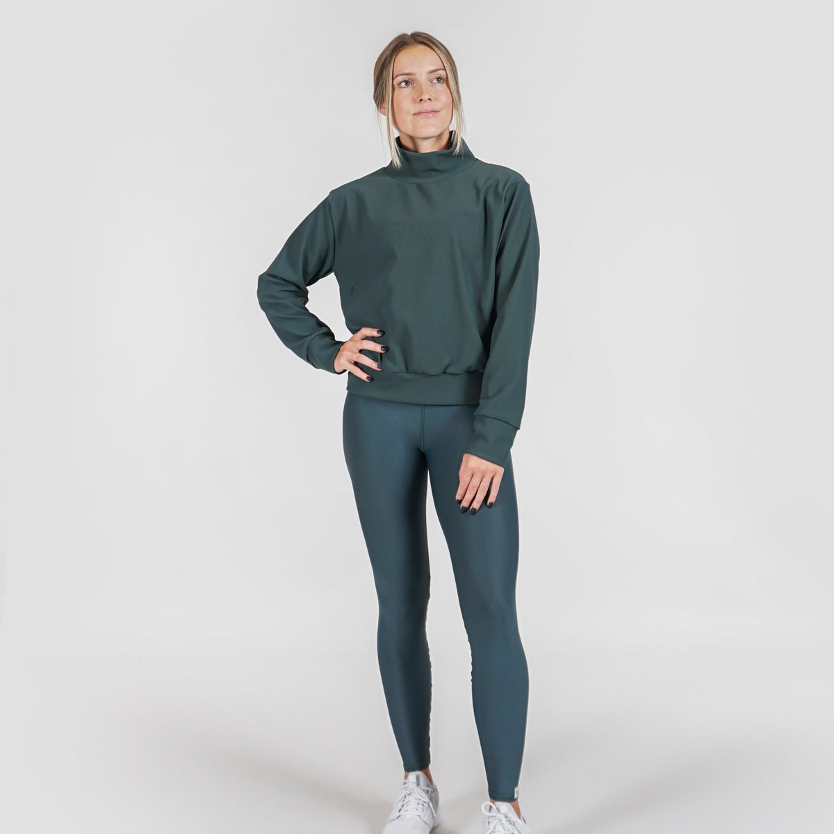 Micro Rib Mock Neck Pullover