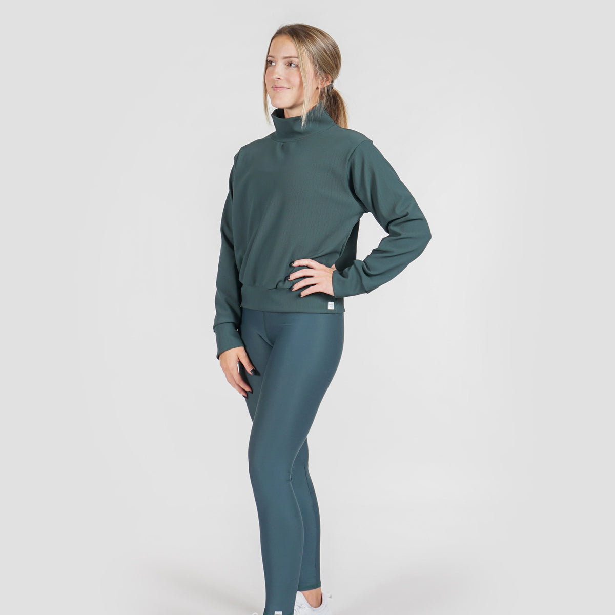 Micro Rib Mock Neck Pullover
