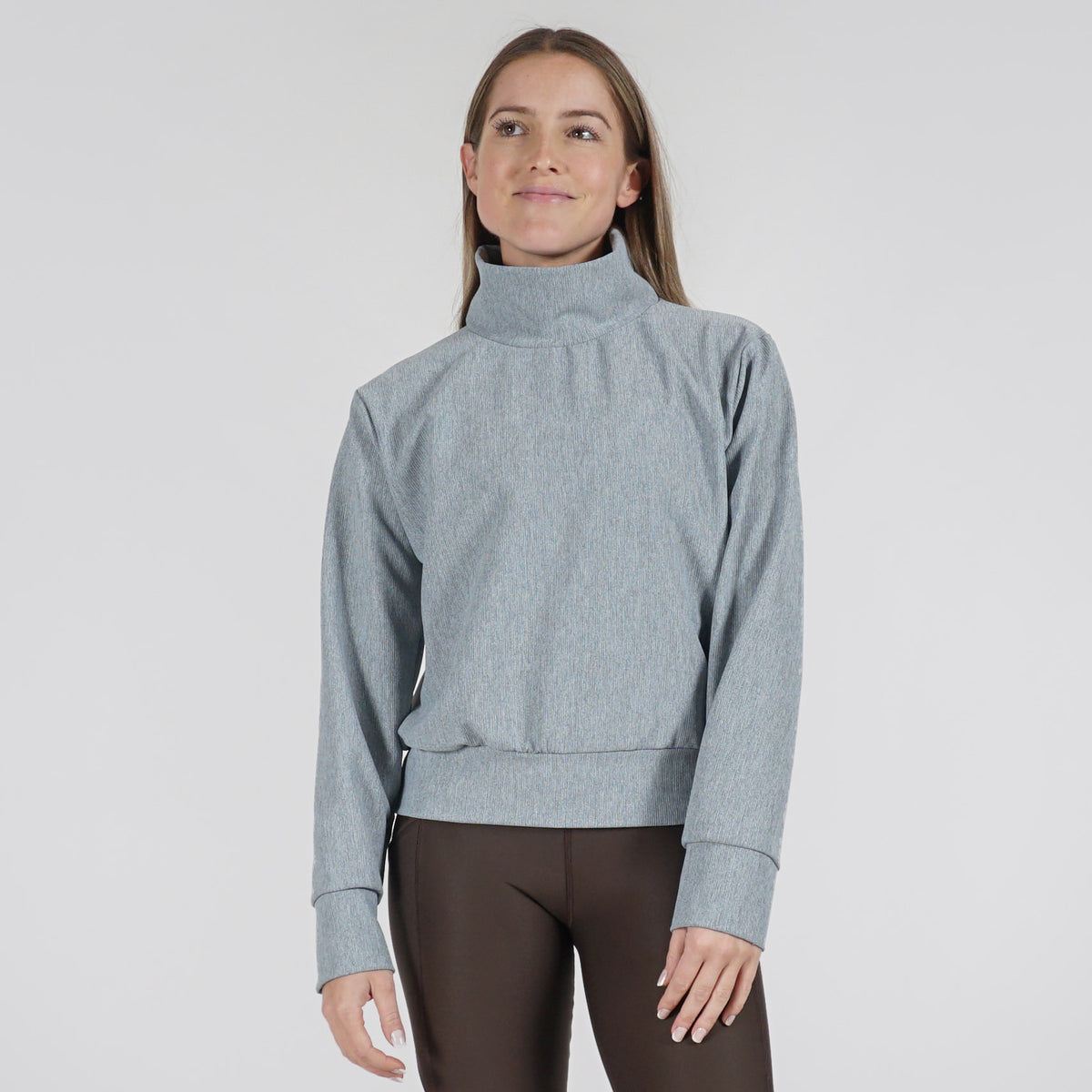 Micro Rib Mock Neck Pullover