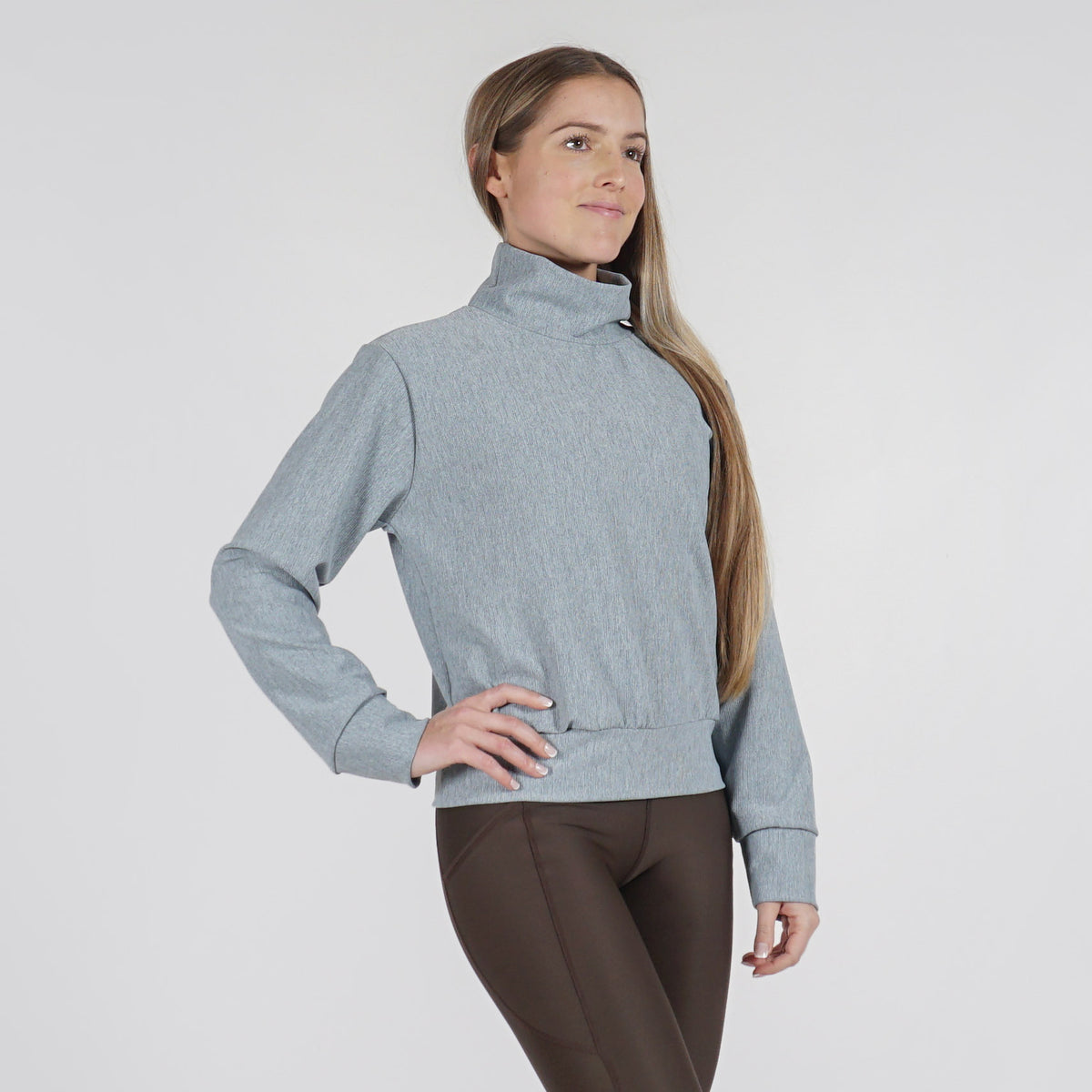 Micro Rib Mock Neck Pullover