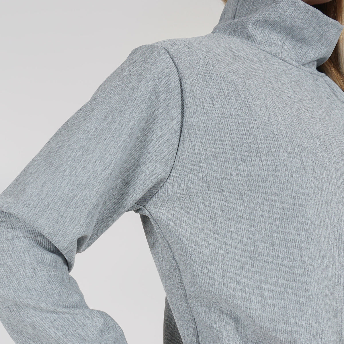Micro Rib Mock Neck Pullover