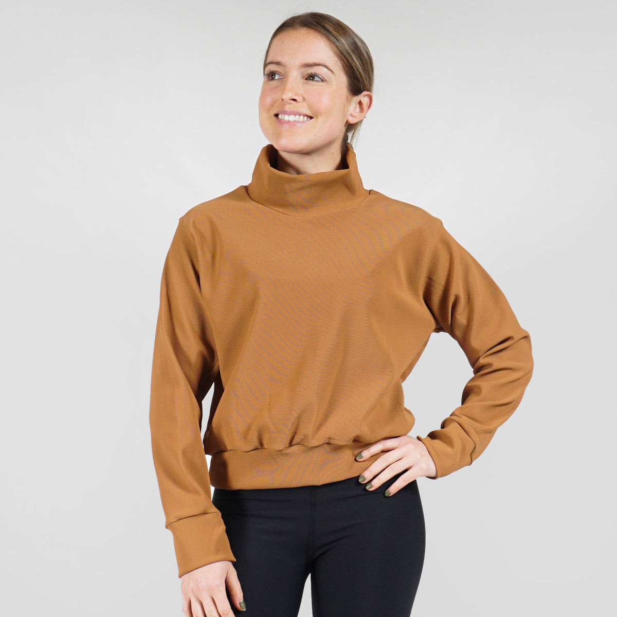 Micro Rib Mock Neck Pullover